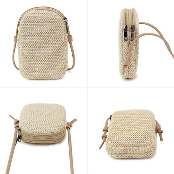 Women's Crossbody Bag Straw-off-white - Picture 5 of 6